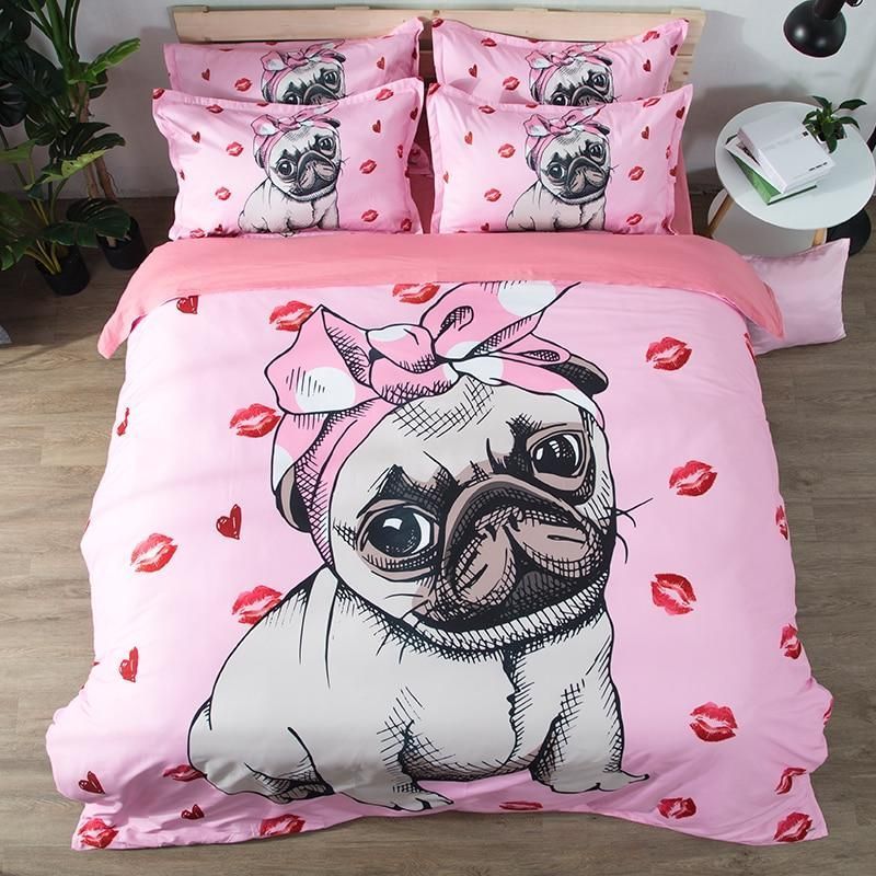 Pug And Kisses Bedding Set