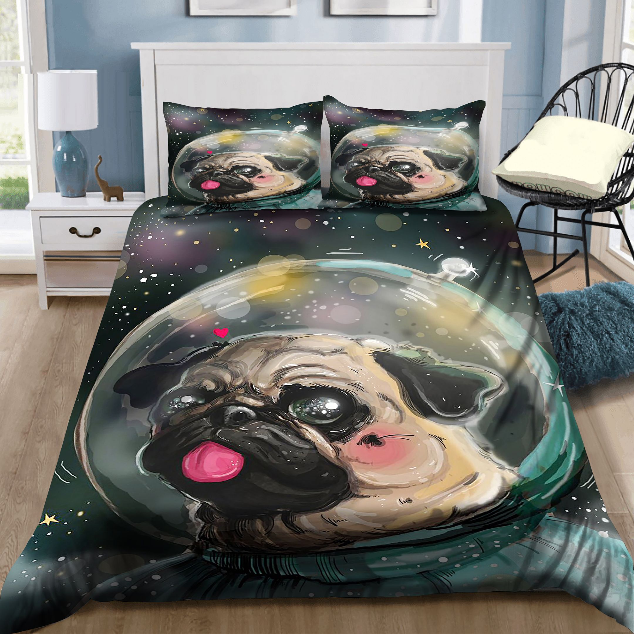 Pug Astronaut Bedding Set