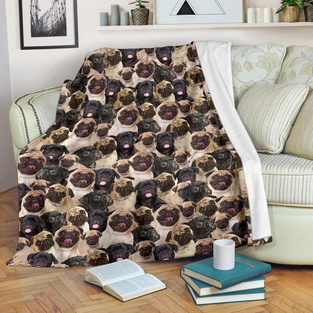 Pug B Sherpa Fleece Blanket