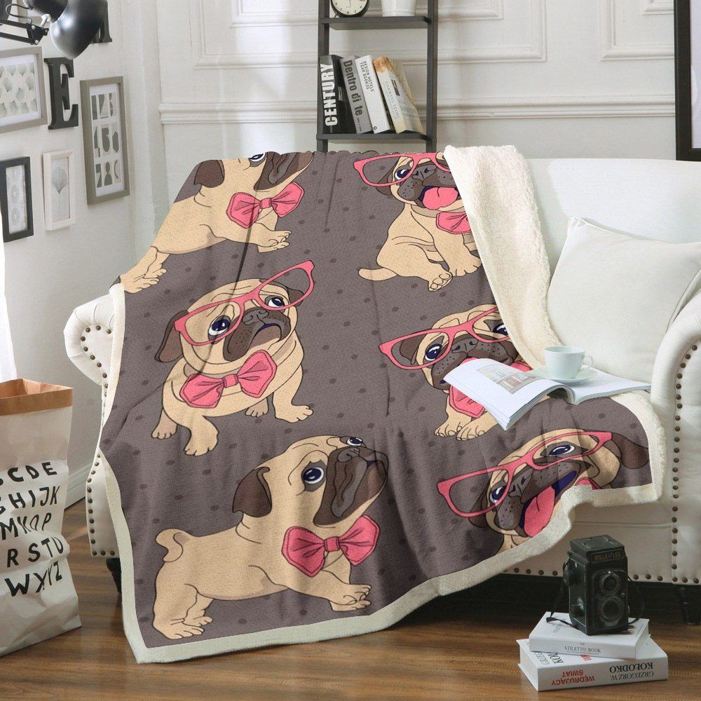 Pug Sherpa Fleece Blanket