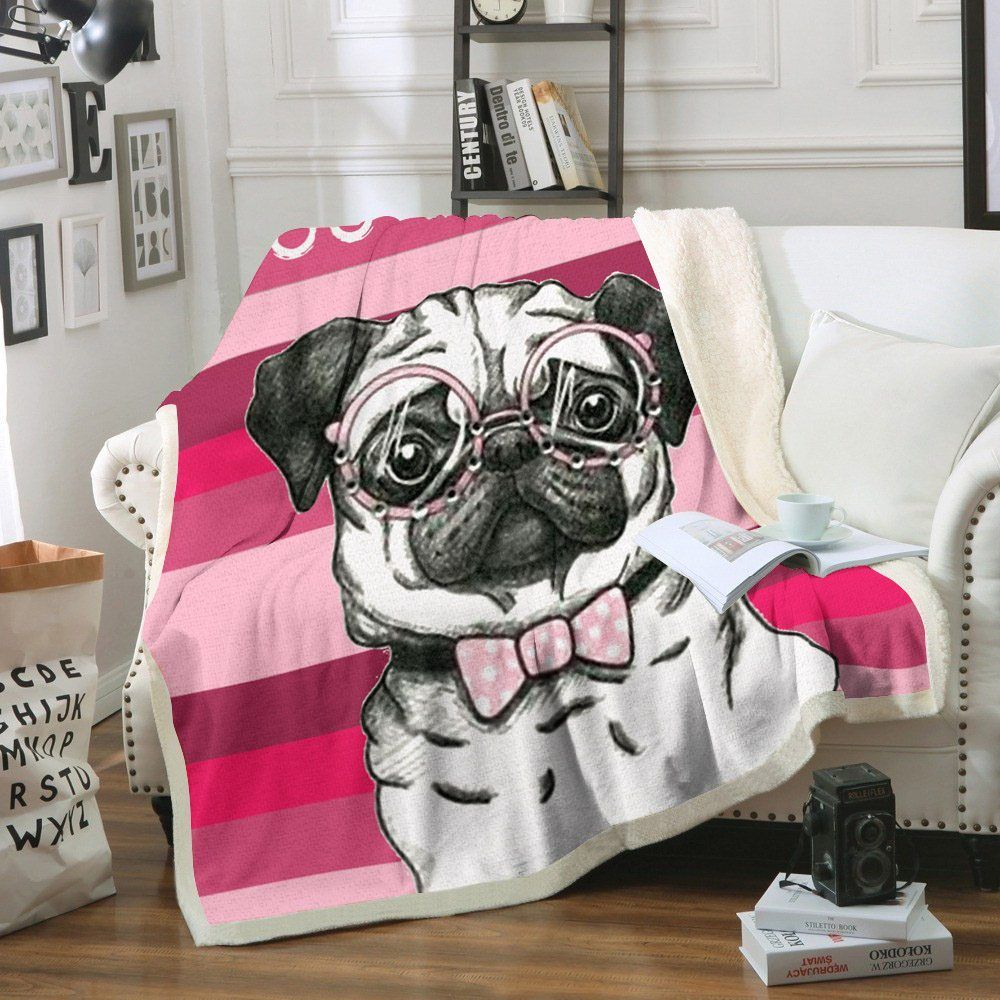 Pug Sherpa Fleece Blanket