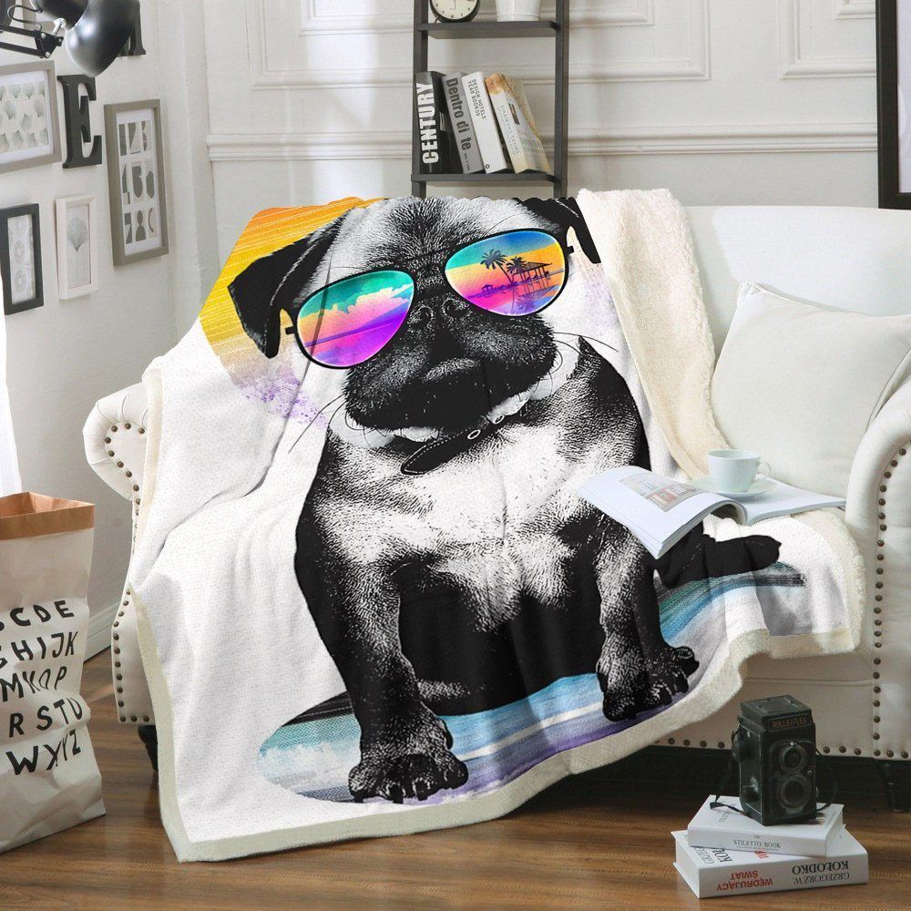 Pug Sherpa Fleece Blanket