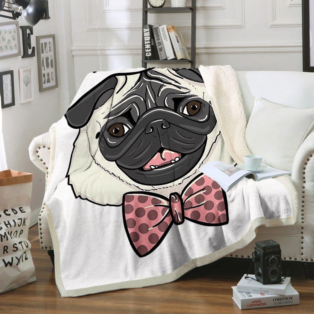 Pug Sherpa Fleece Blanket