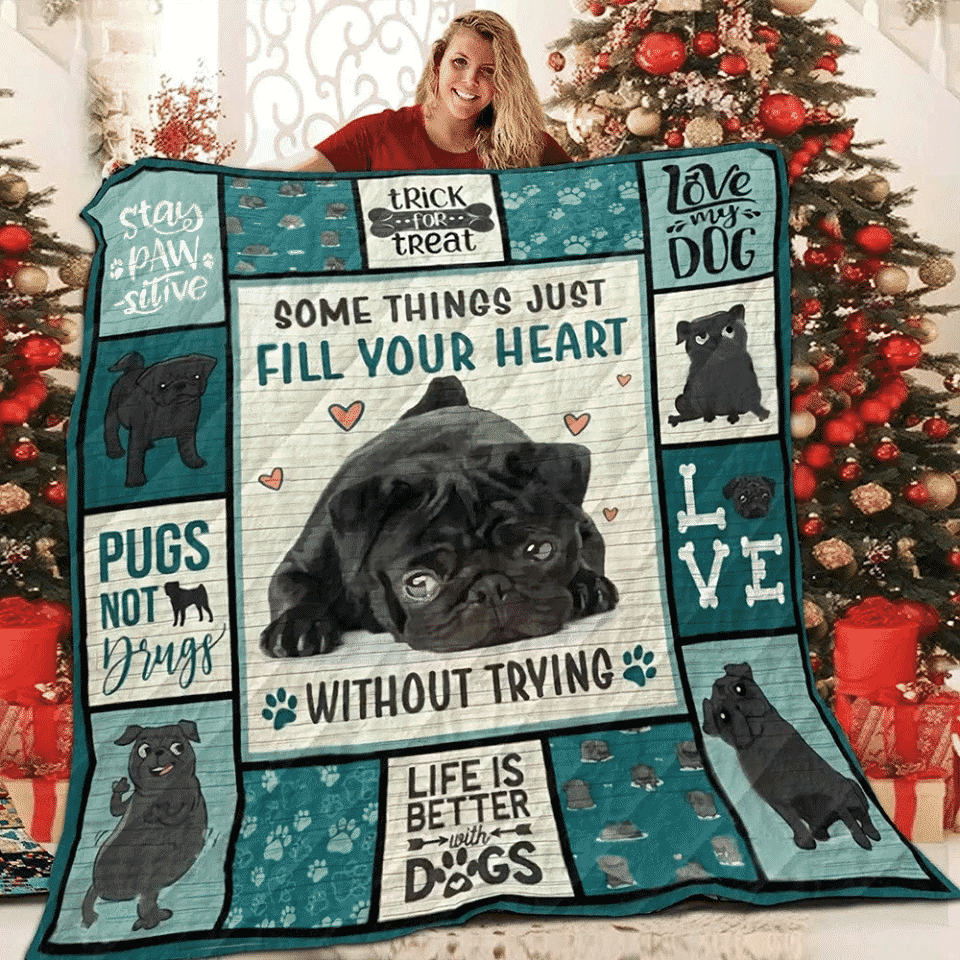 Pug Black As The Dark Quilt Blanket Dhc04011649Dd