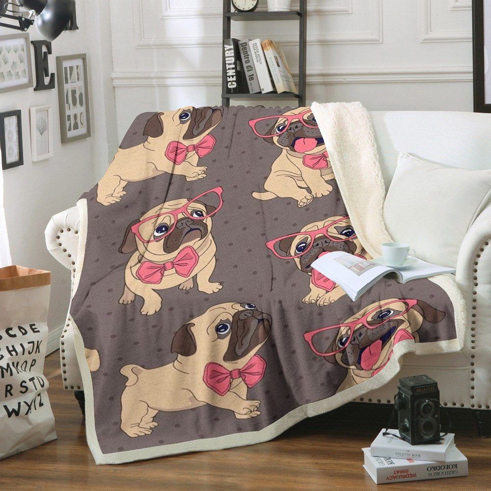 Pug Sherpa Fleece Blanket