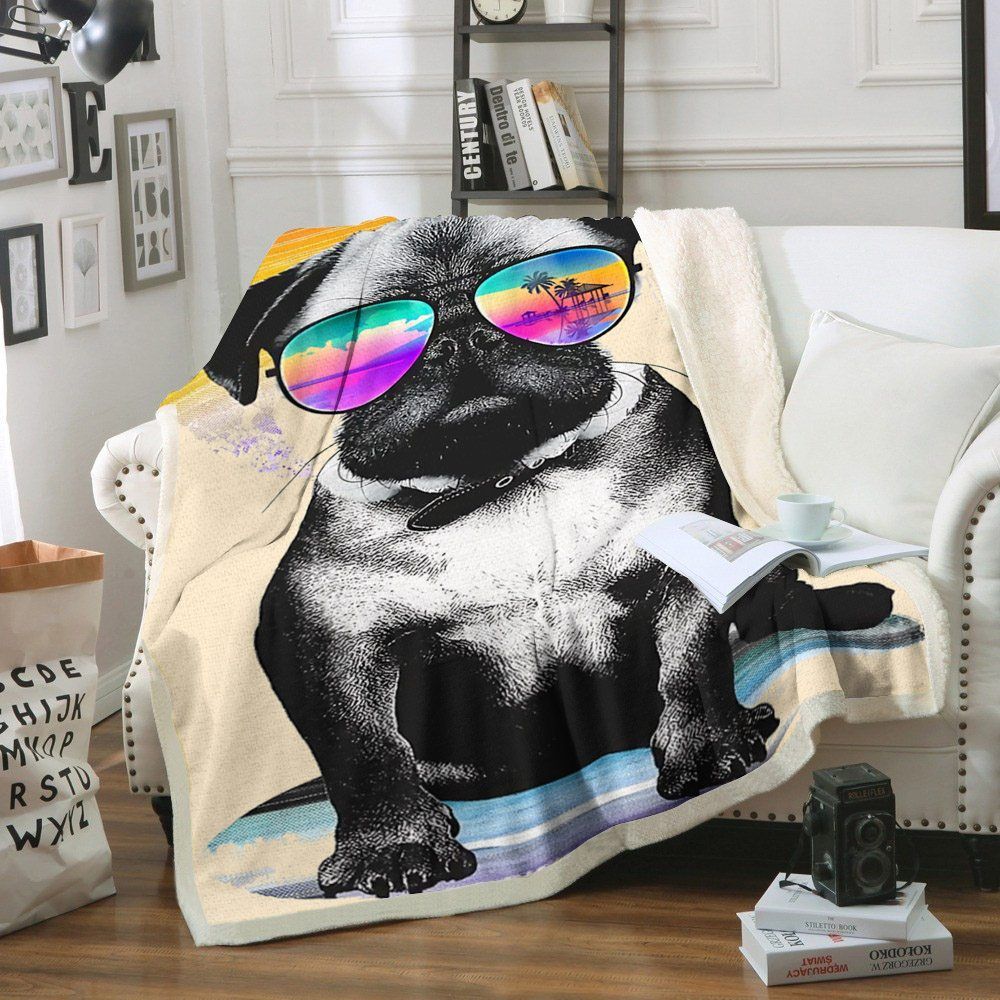 Pug Sherpa Fleece Blanket