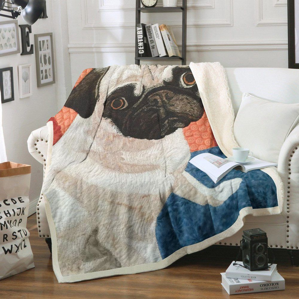 Pug Sherpa Fleece Blanket