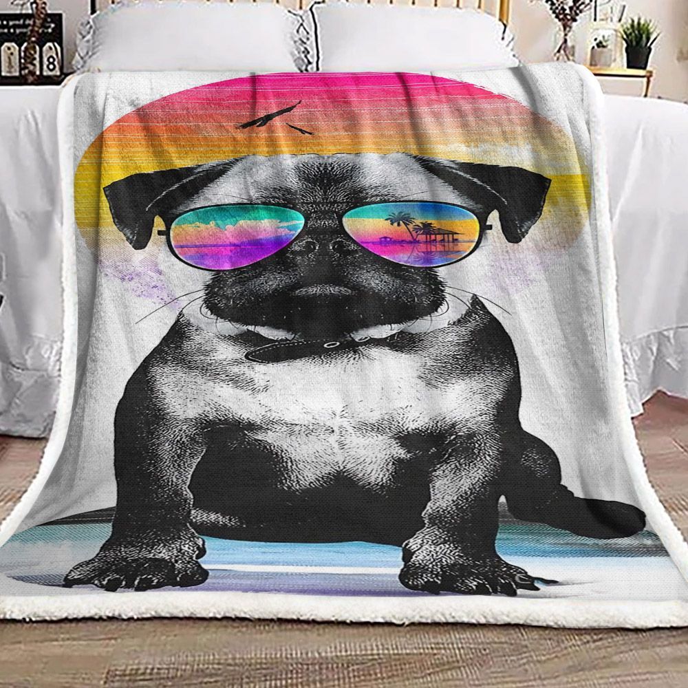 Pug Sherpa Fleece Blanket