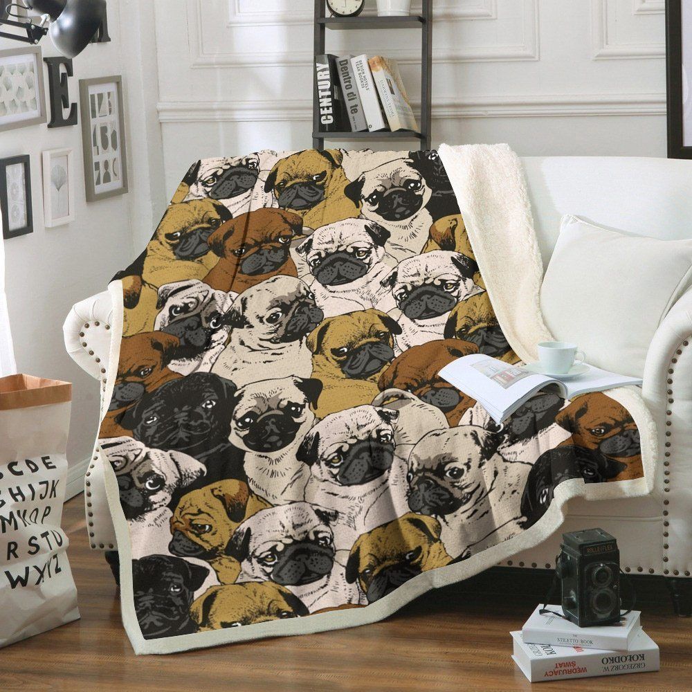 Pug Sherpa Fleece Blanket