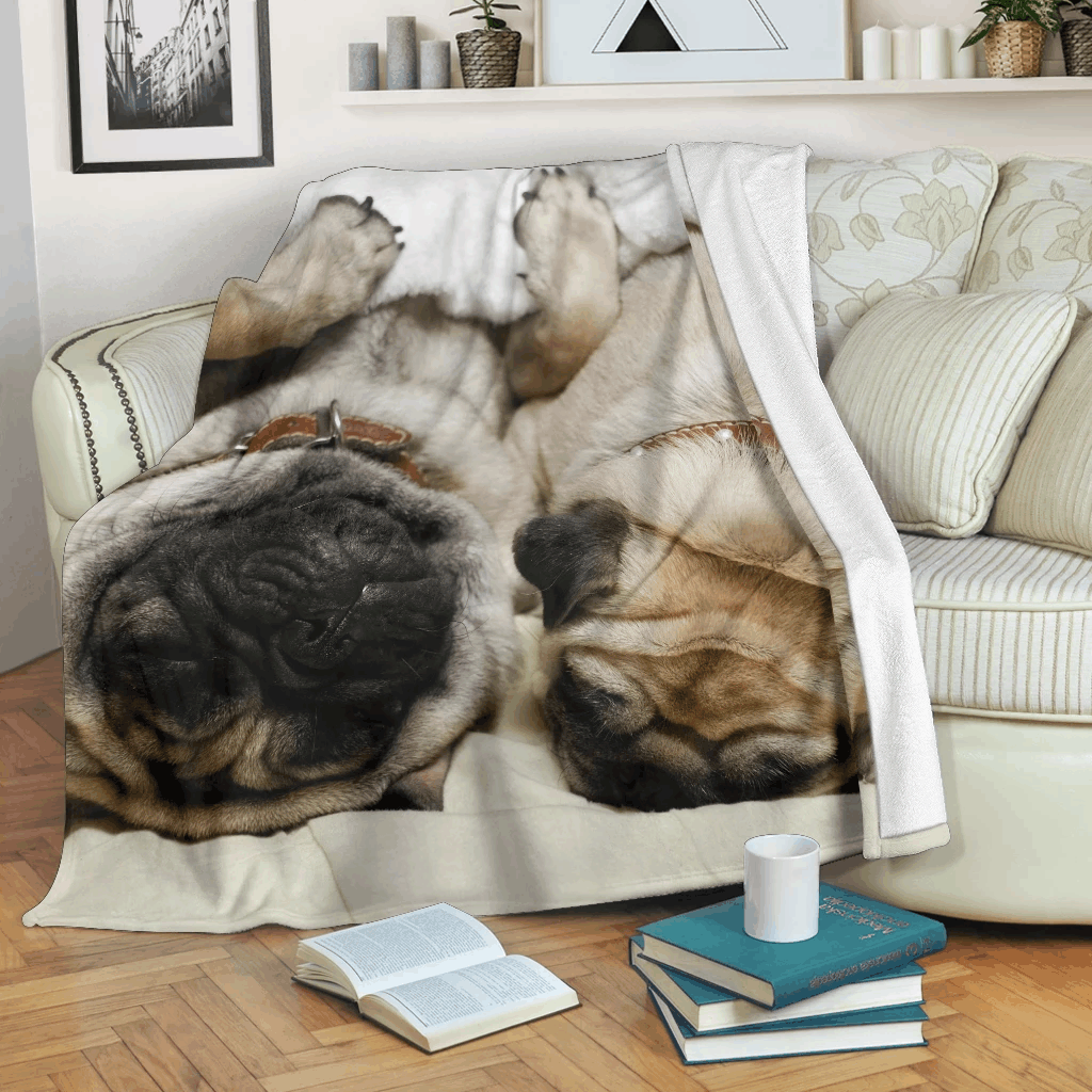 Pug Buddies Sherpa Fleece Blanket