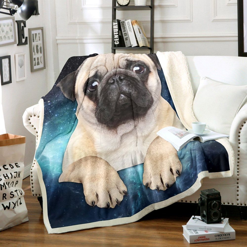 Pug Sherpa Fleece Blanket