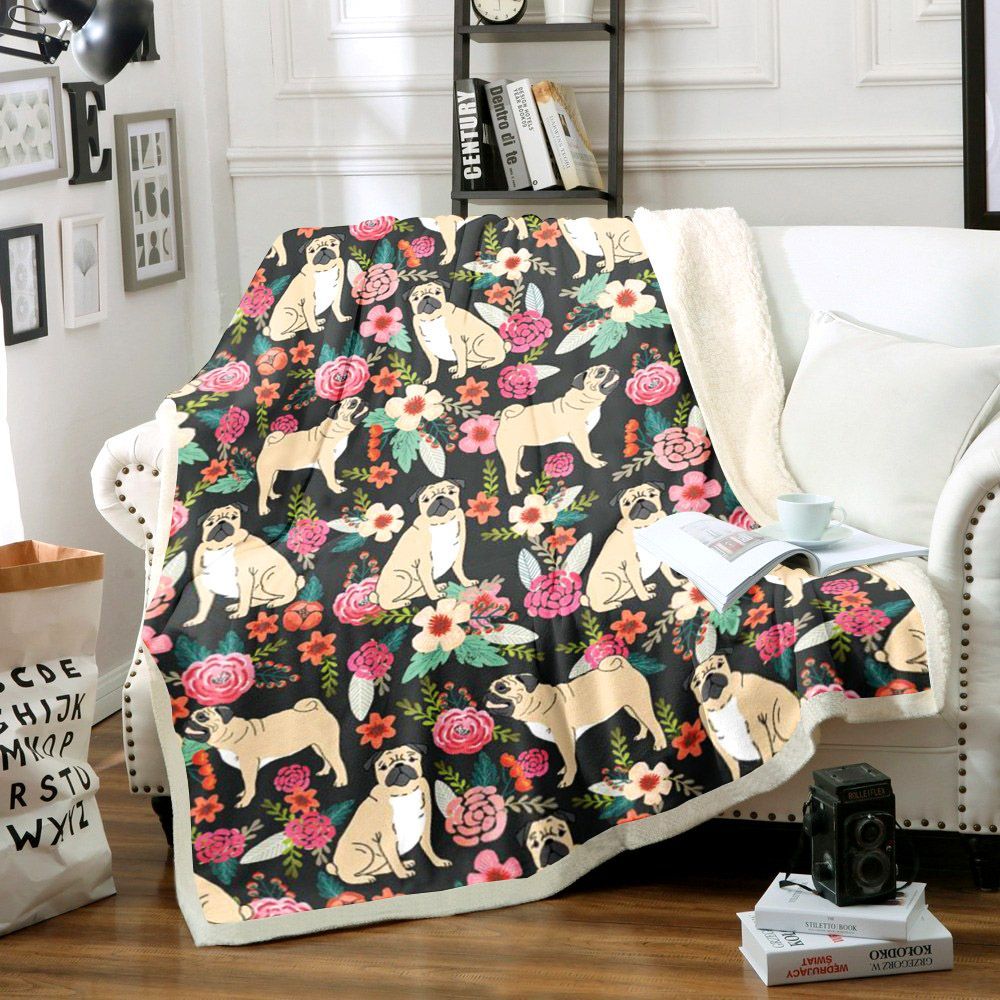 Pug Sherpa Fleece Blanket