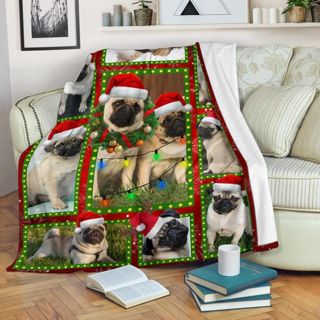 Pug Christmas Sherpa Fleece Blanket