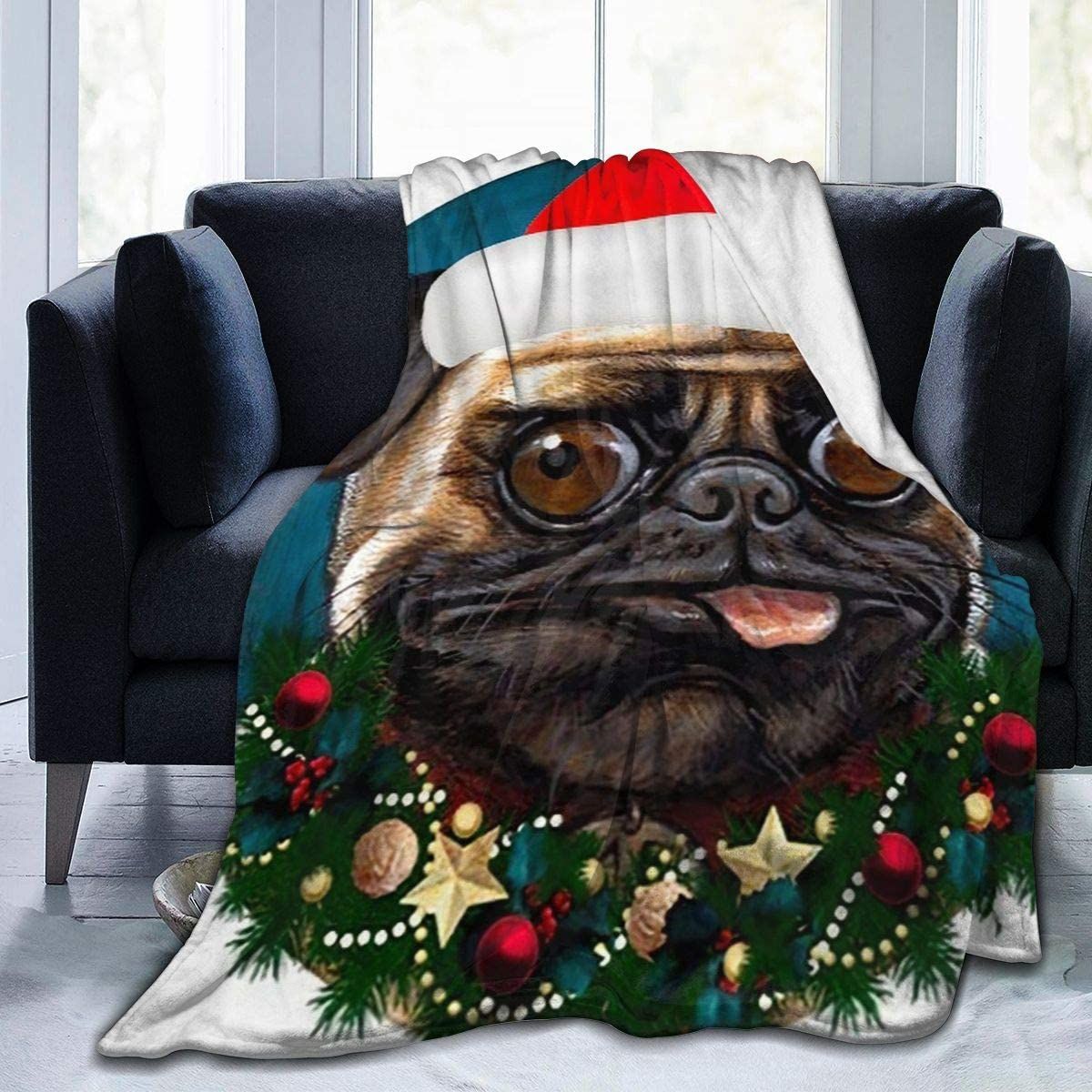 Pug Christmas Fleece Blanket