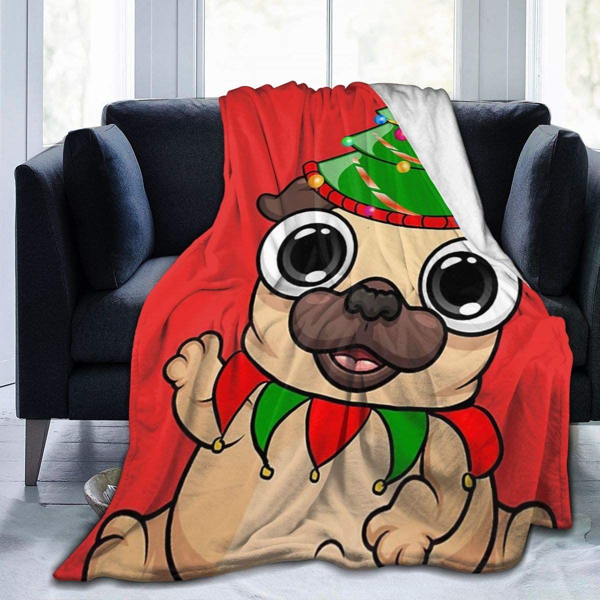 Pug Christmas Fleece Blanket