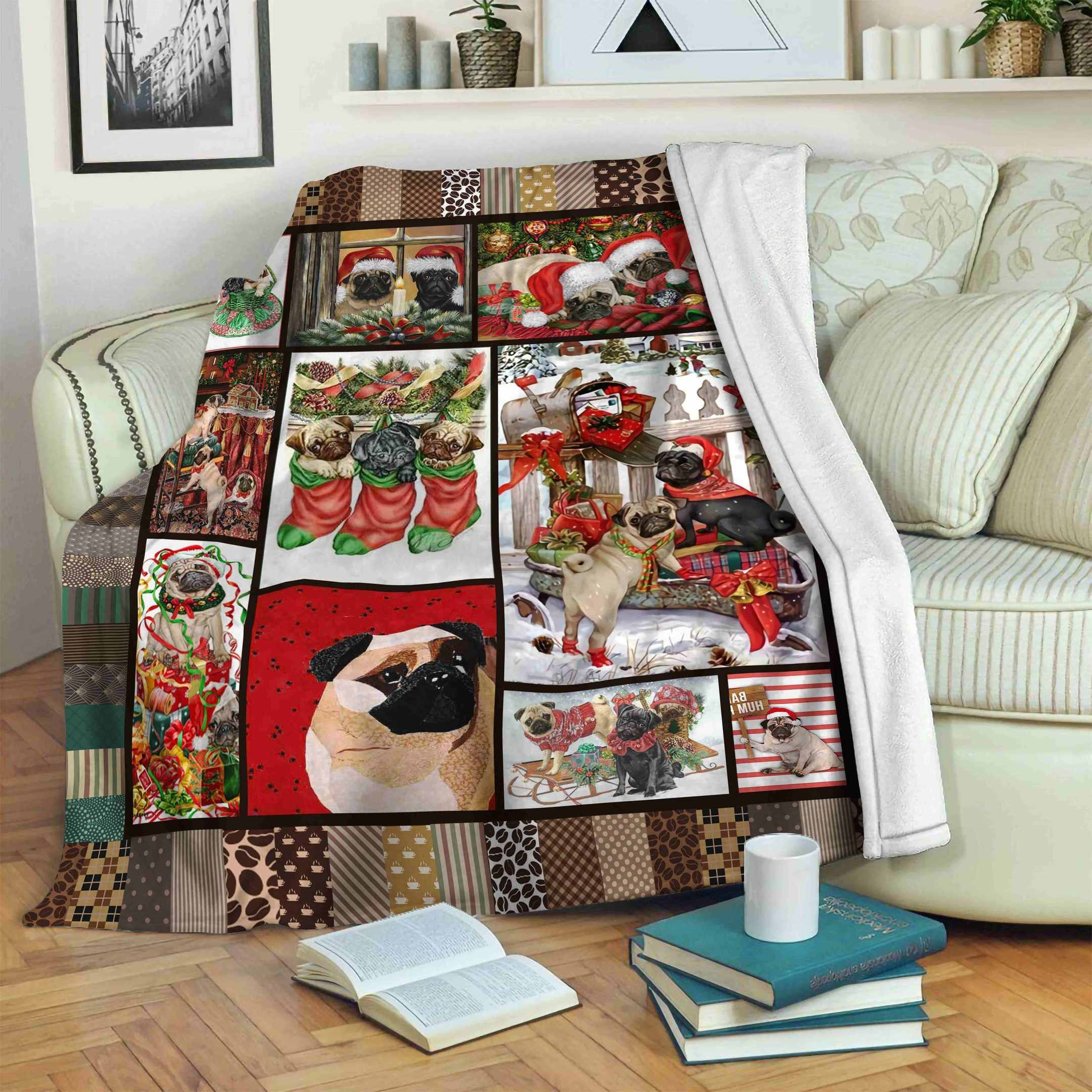 Pug Christmas Sherpa Fleece Blanket