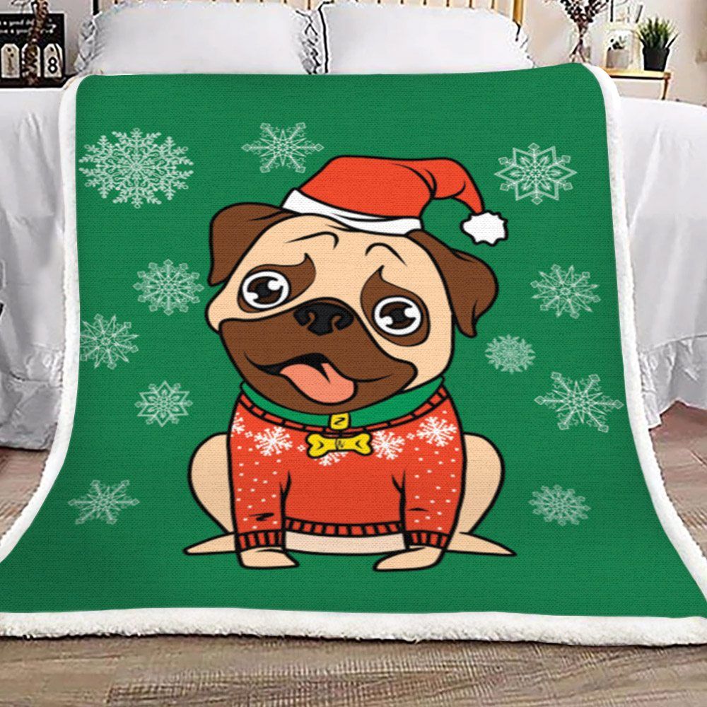 Pug Christmas Sherpa Fleece
