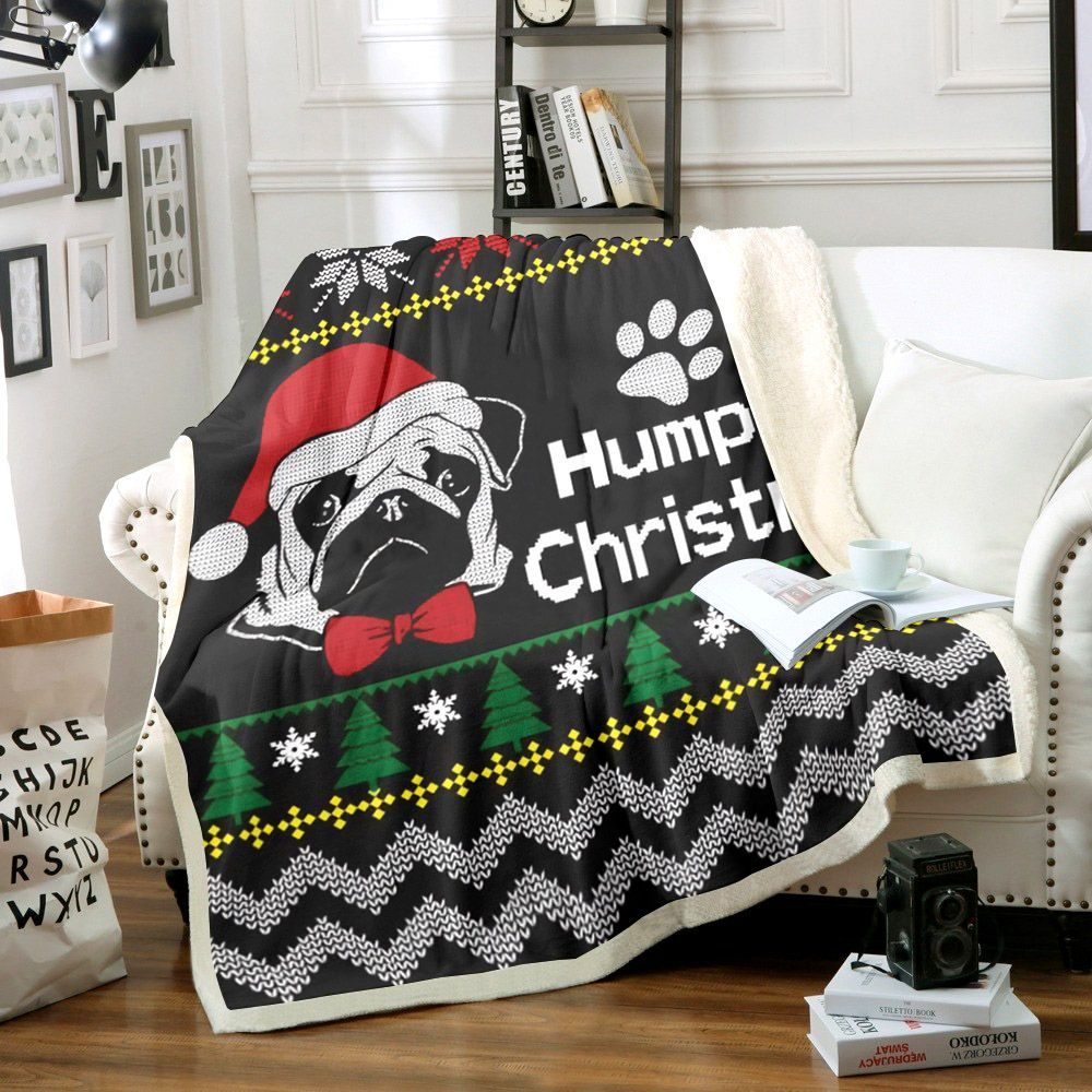 Pug Christmas Sherpa Fleece Blanket
