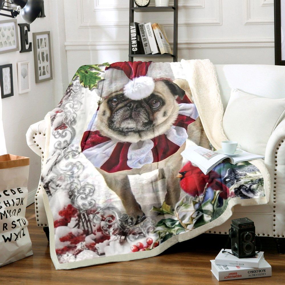 Pug Christmas Sherpa Fleece Blanket