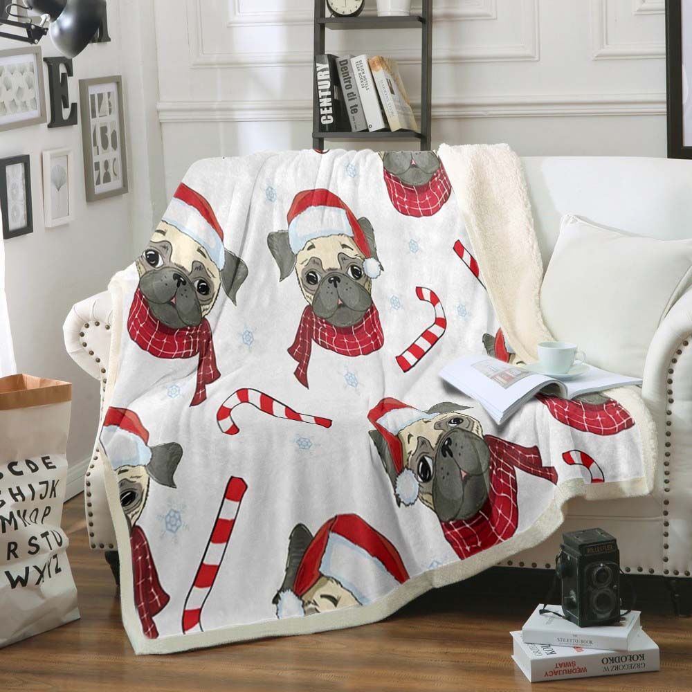 Pug Christmas Sherpa Fleece