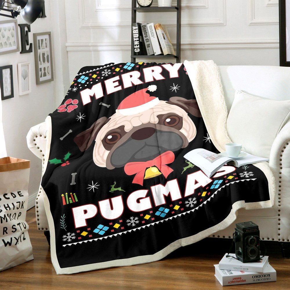 Pug Christmas Sherpa Fleece Blanket