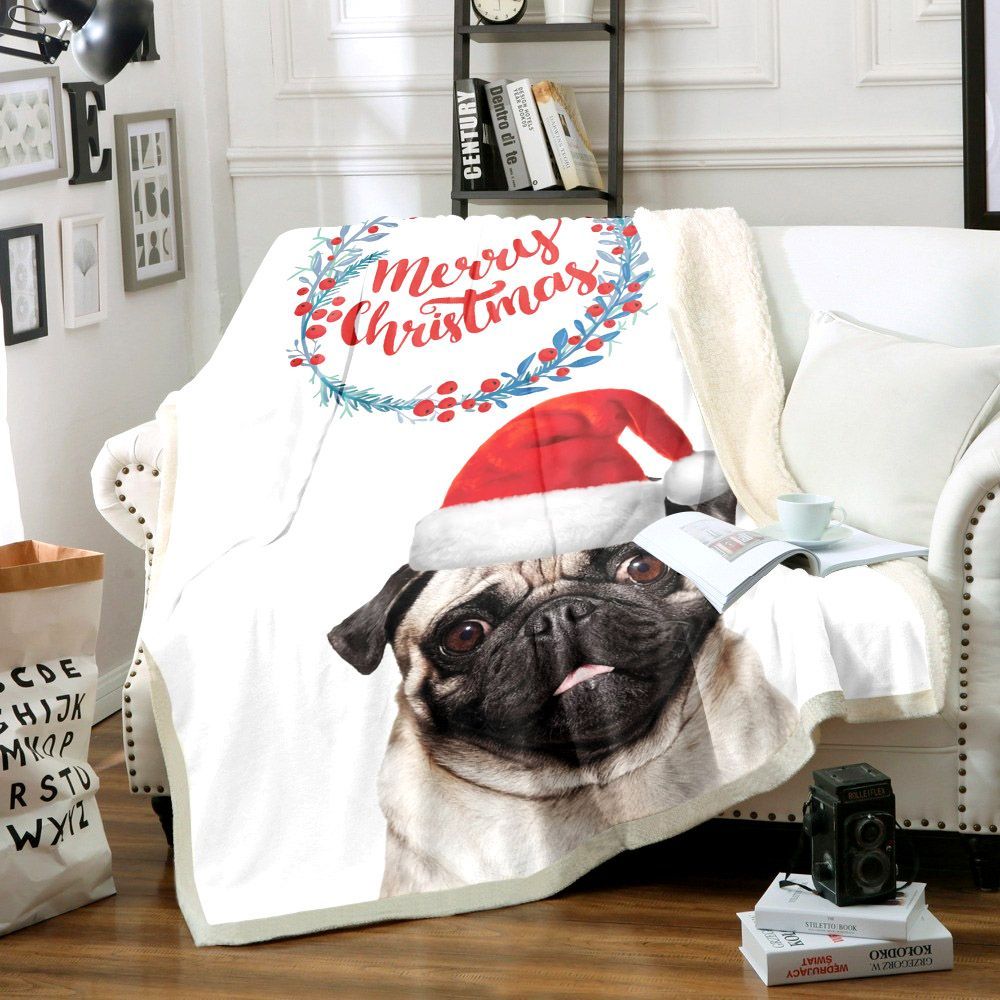 Pug Christmas Sherpa Fleece Blanket