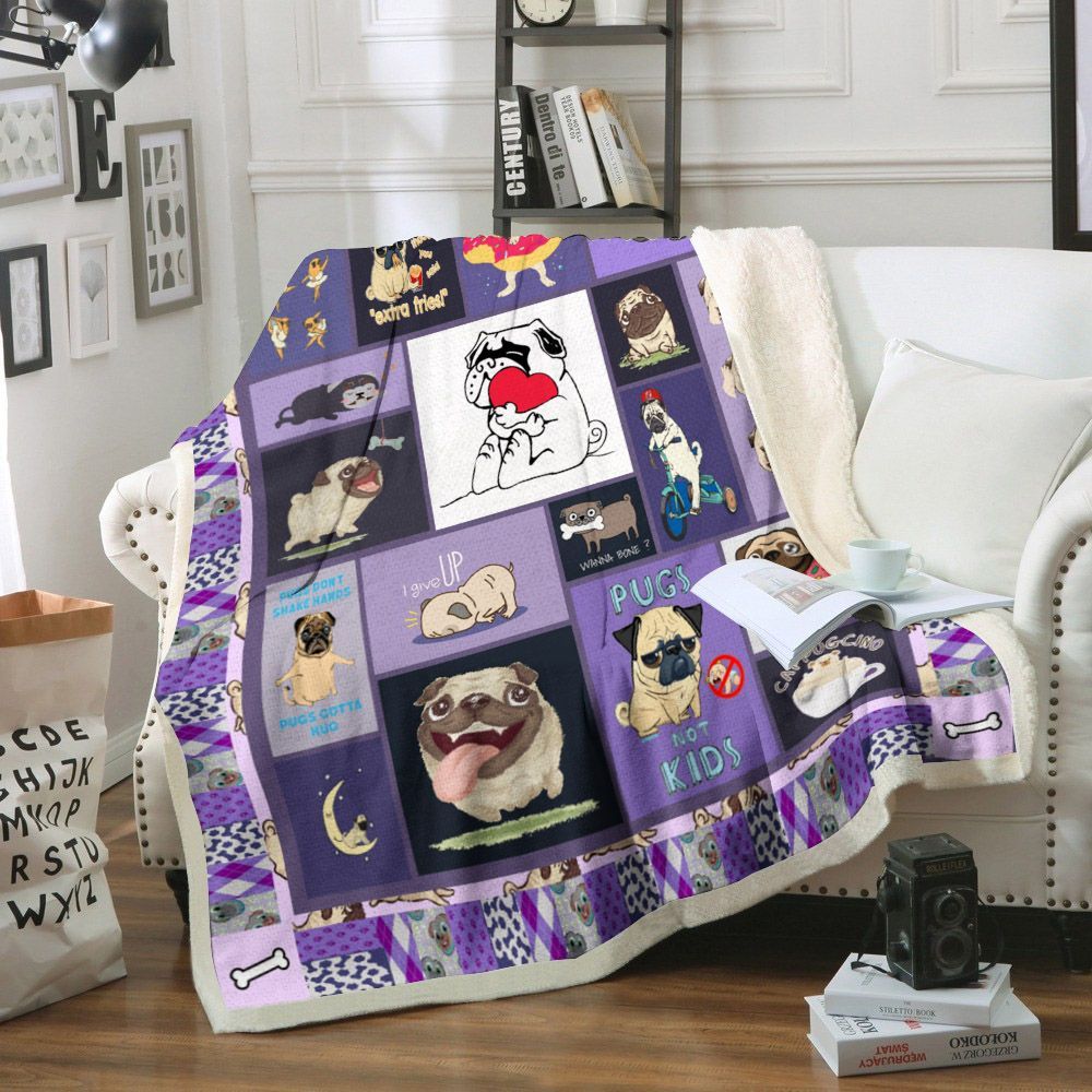 Pug Sherpa Fleece Blanket