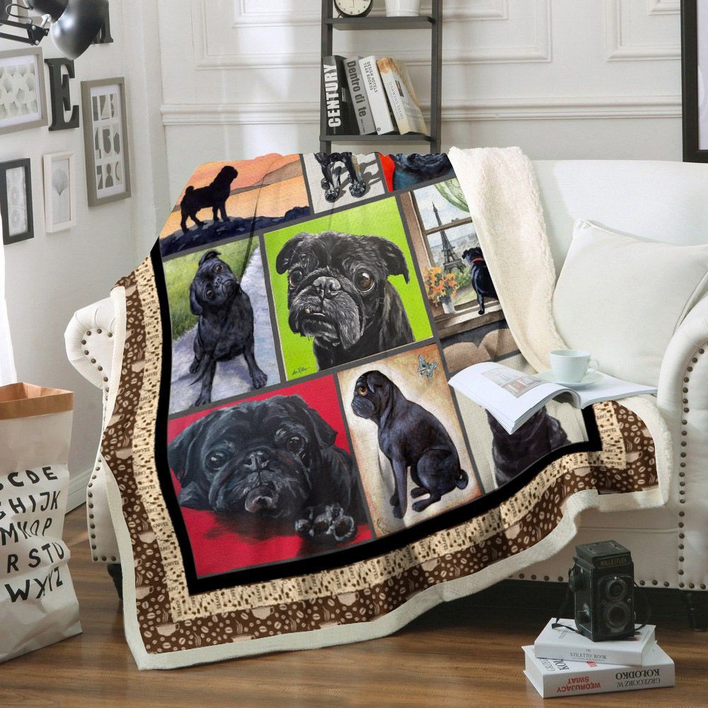 Pug Sherpa Fleece Blanket