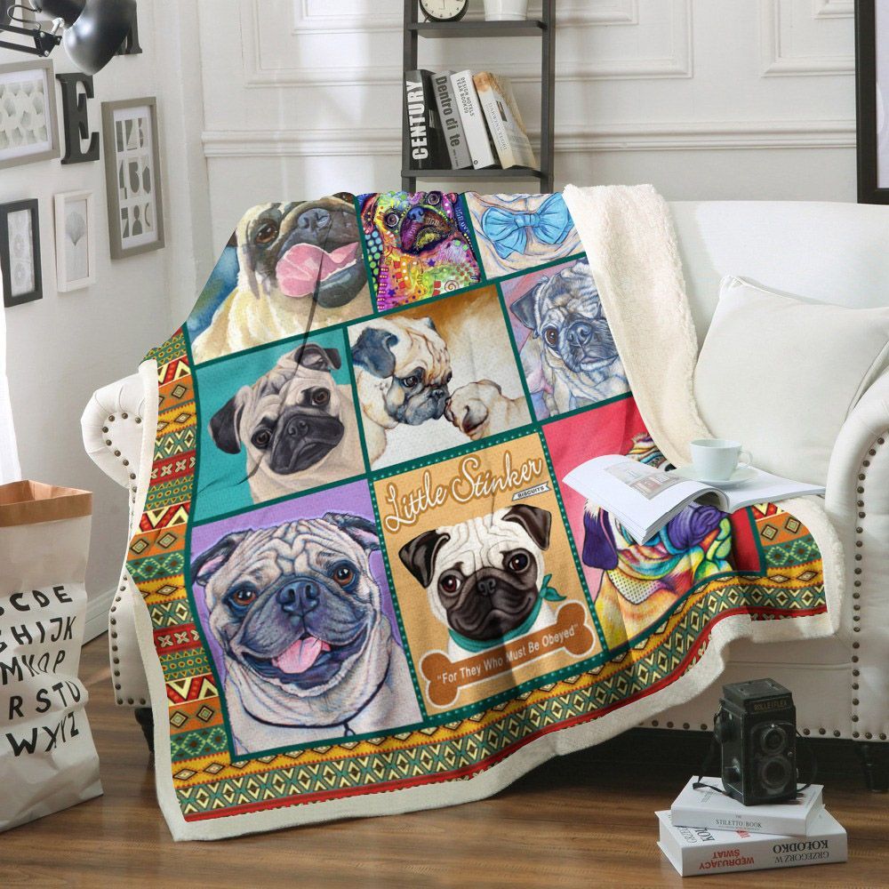 Pug Sherpa Fleece Blanket