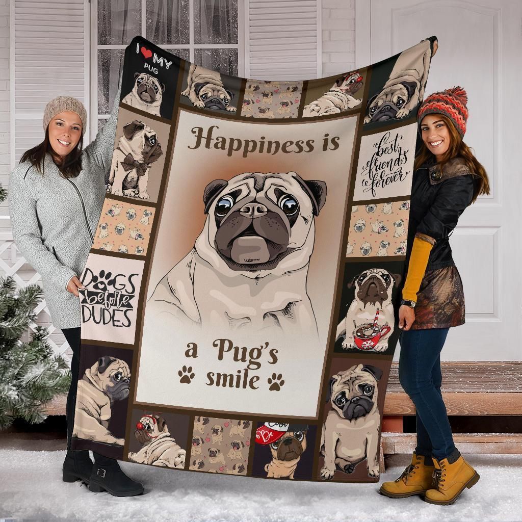 Pug Sherpa Fleece Blanket