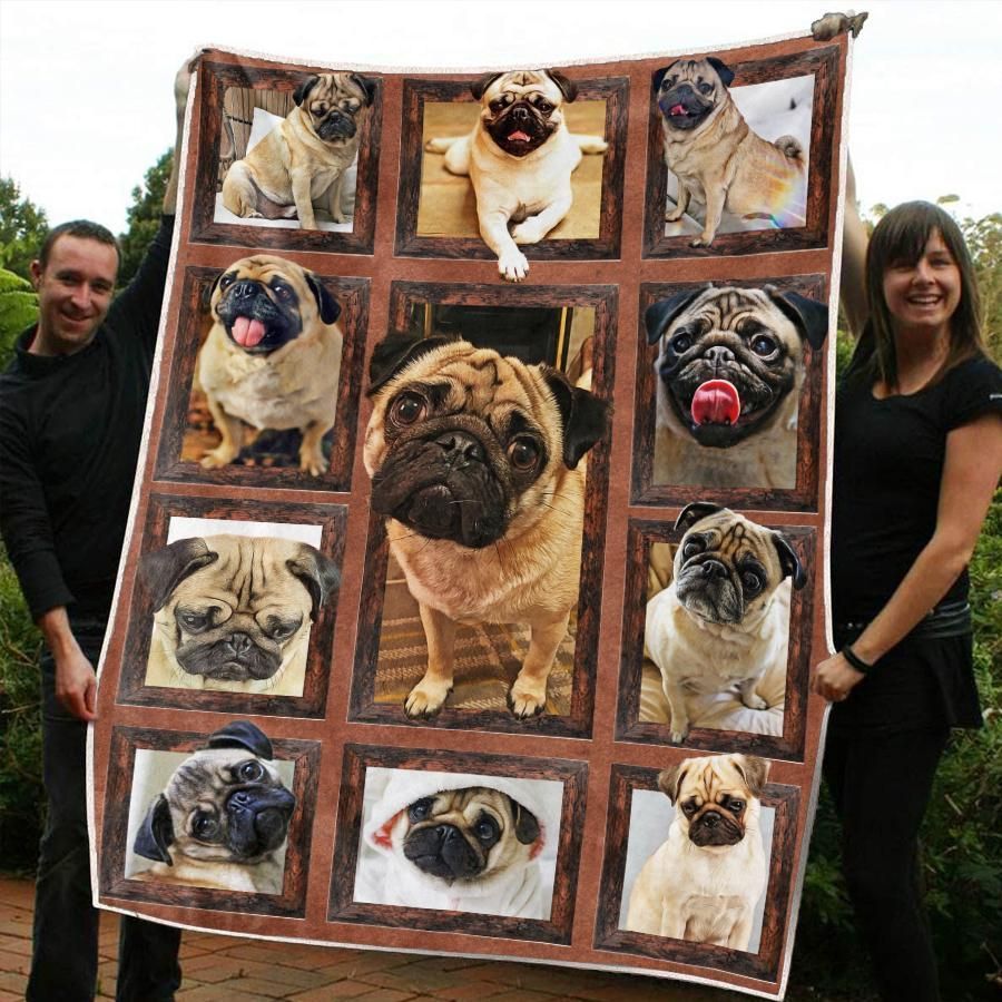 Pug Sherpa Fleece Blanket