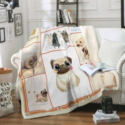 Pug Sherpa Fleece Blanket