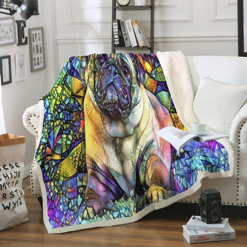 Pug Sherpa Fleece Blanket