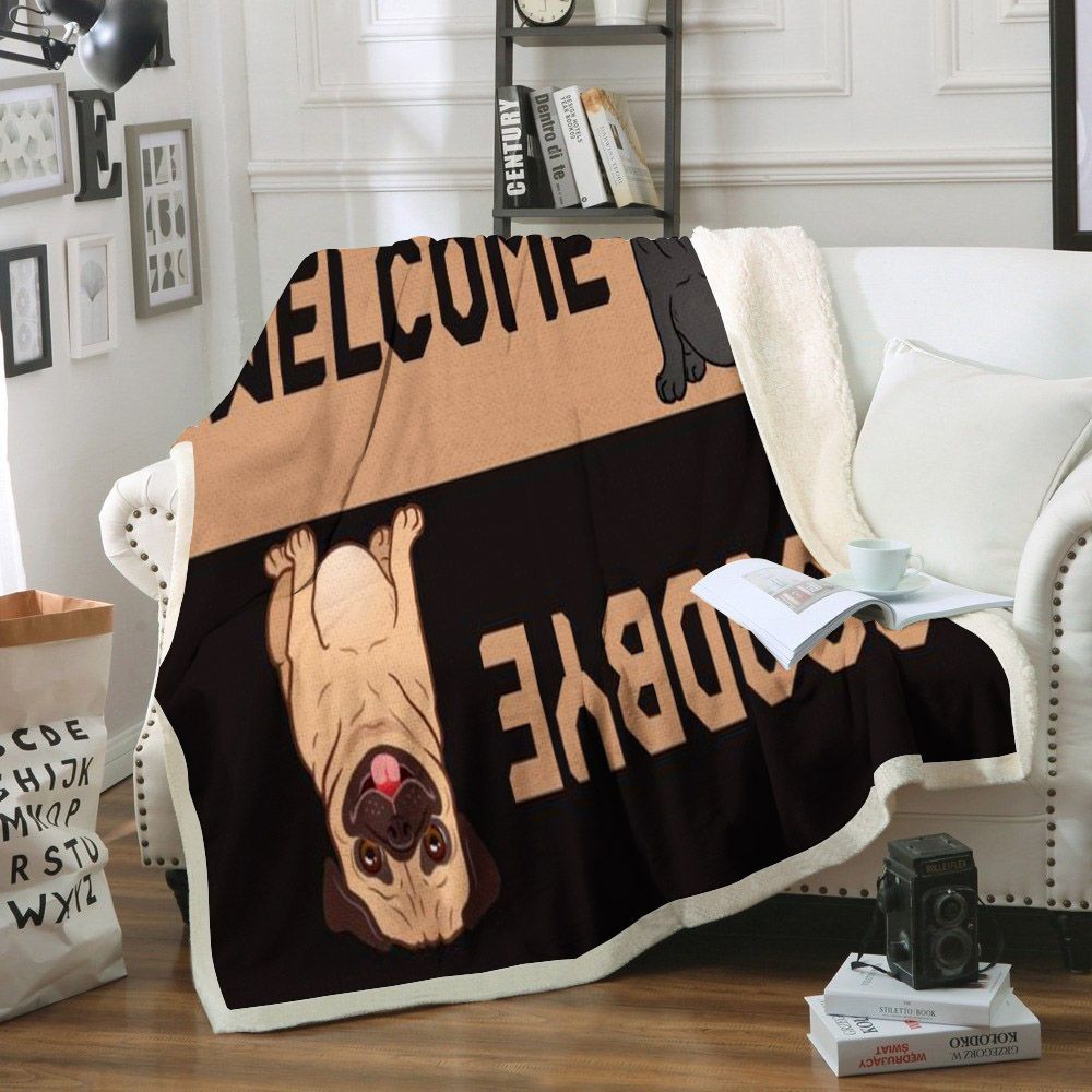 Pug Sherpa Fleece Blanket