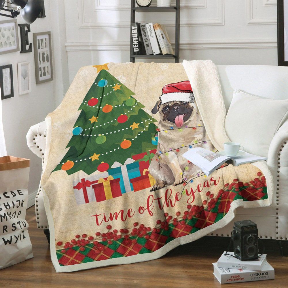 Pug Sherpa Fleece Blanket