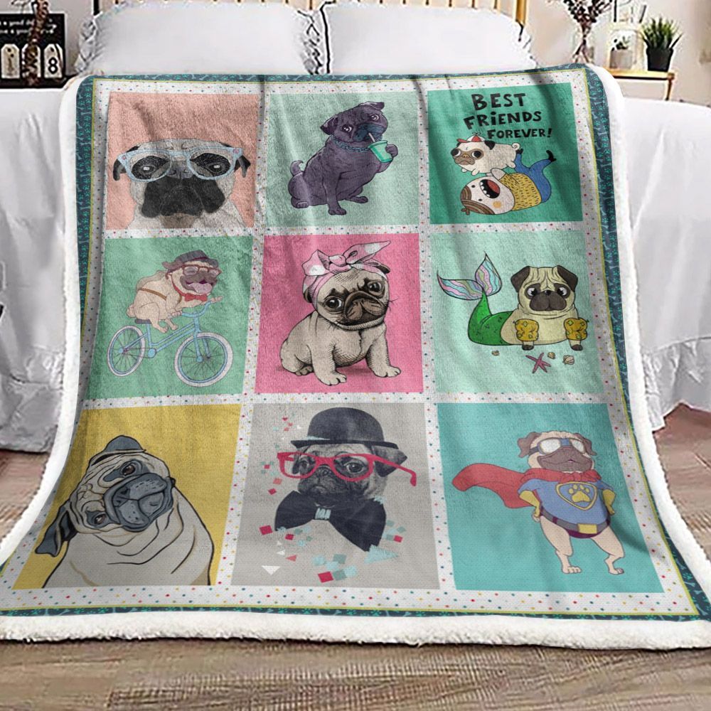 Pug Sherpa Fleece Blanket