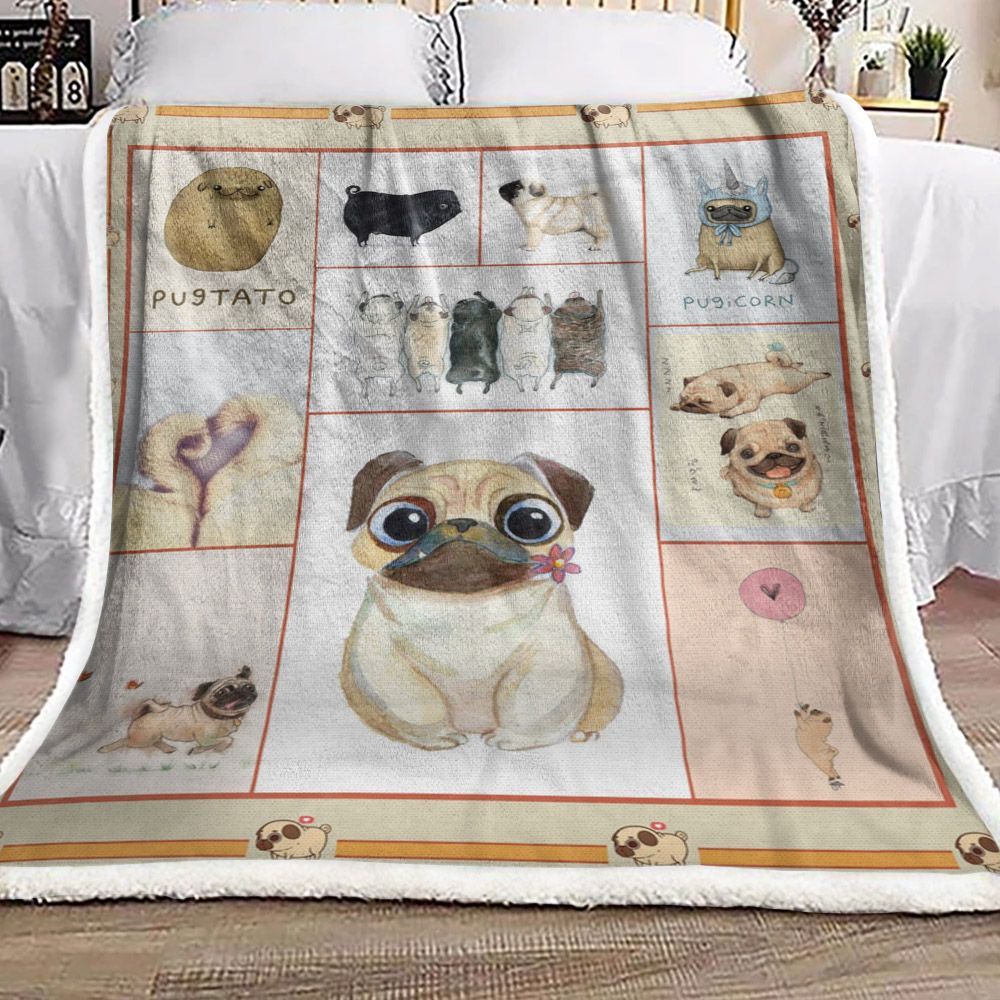 Pug Sherpa Fleece Blanket