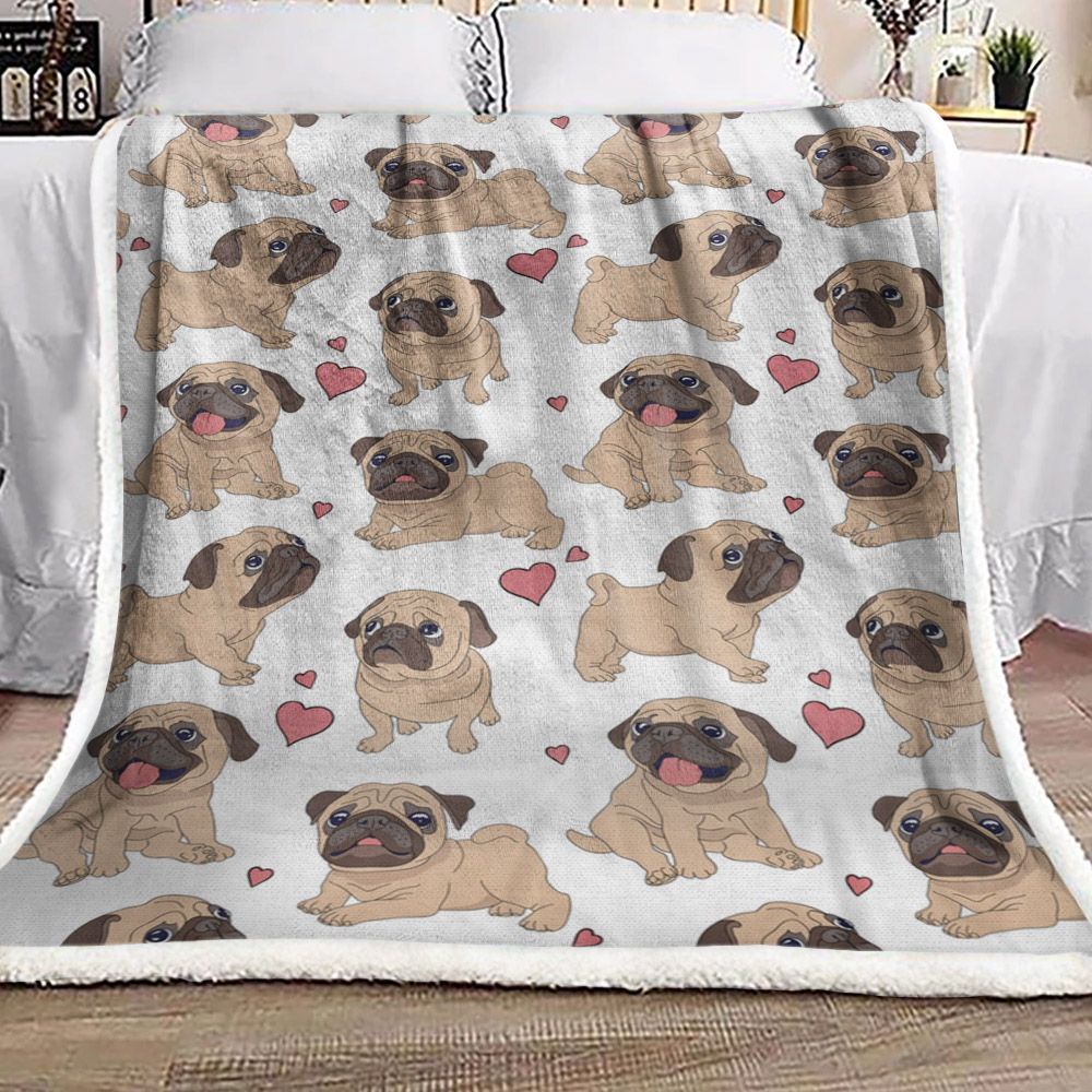 Pug Sherpa Fleece Blanket