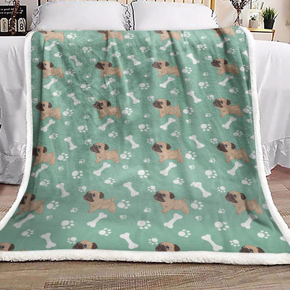 Pug Sherpa Fleece Blanket