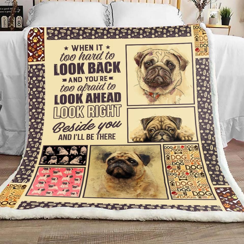 Pug Sherpa Fleece Blanket