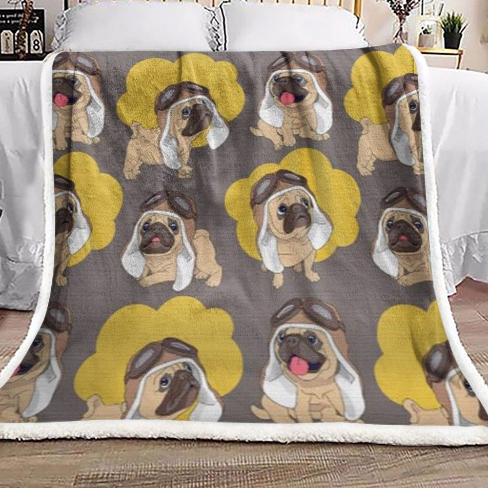 Pug Sherpa Fleece Blanket