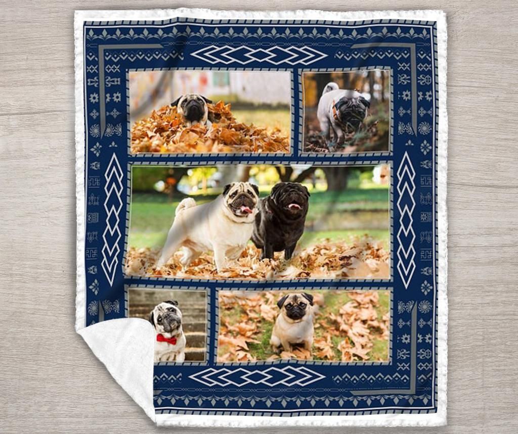 Pug Sherpa Fleece Blanket