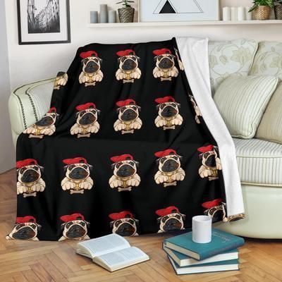 Pug Sherpa Fleece Blanket
