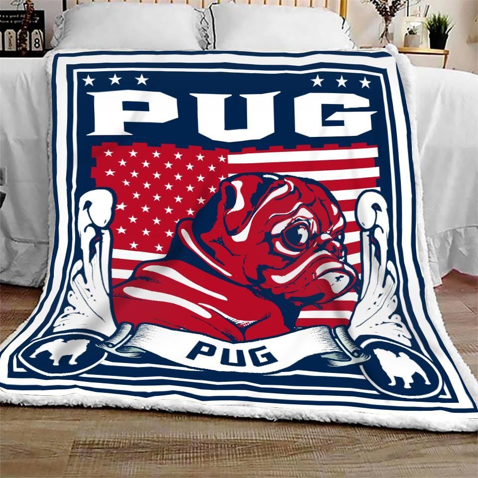 Pug Sherpa Fleece Blanket