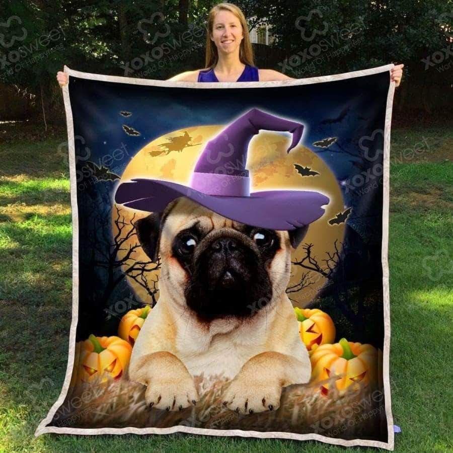 Pug Sherpa Fleece Blanket