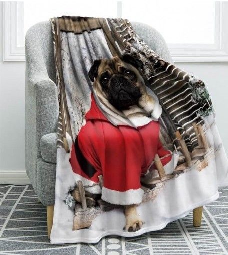 Pug Sherpa Fleece Blanket