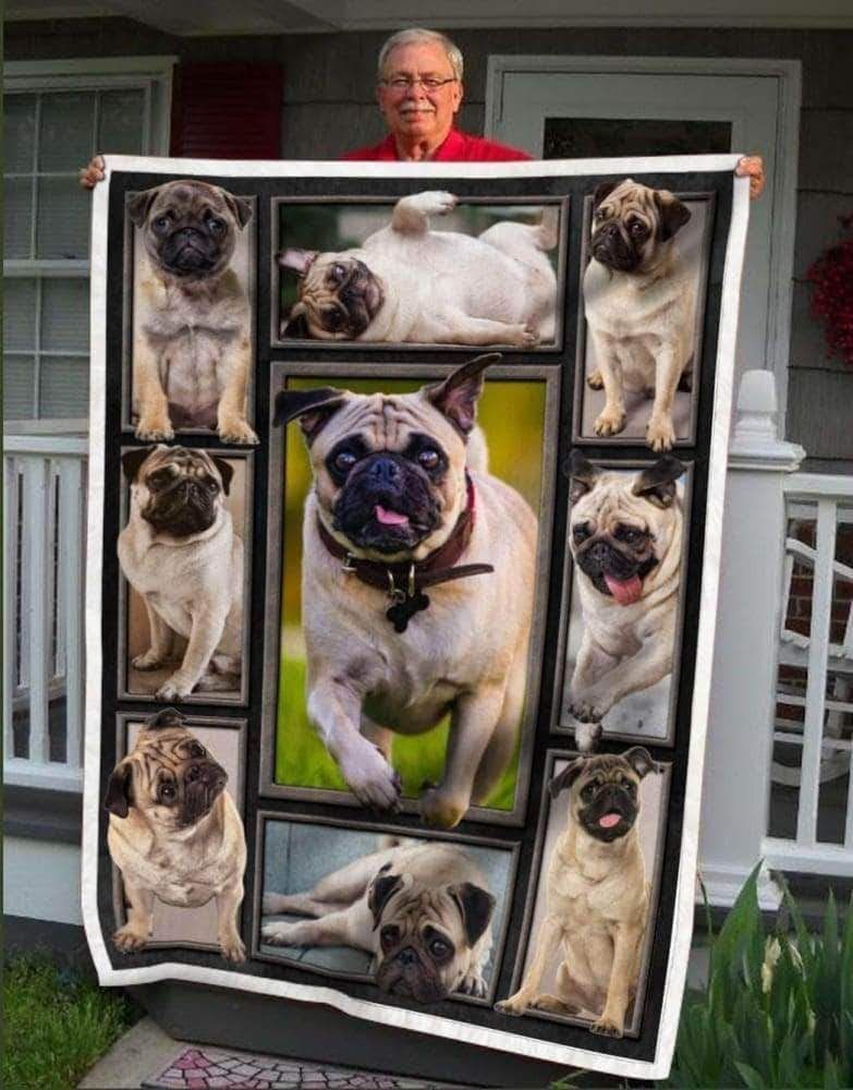 Pug Sherpa Fleece Blanket