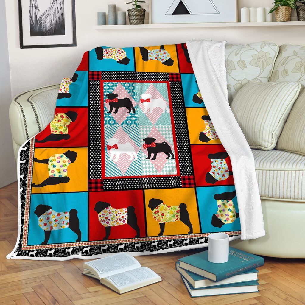 Pug Sherpa Fleece Blanket