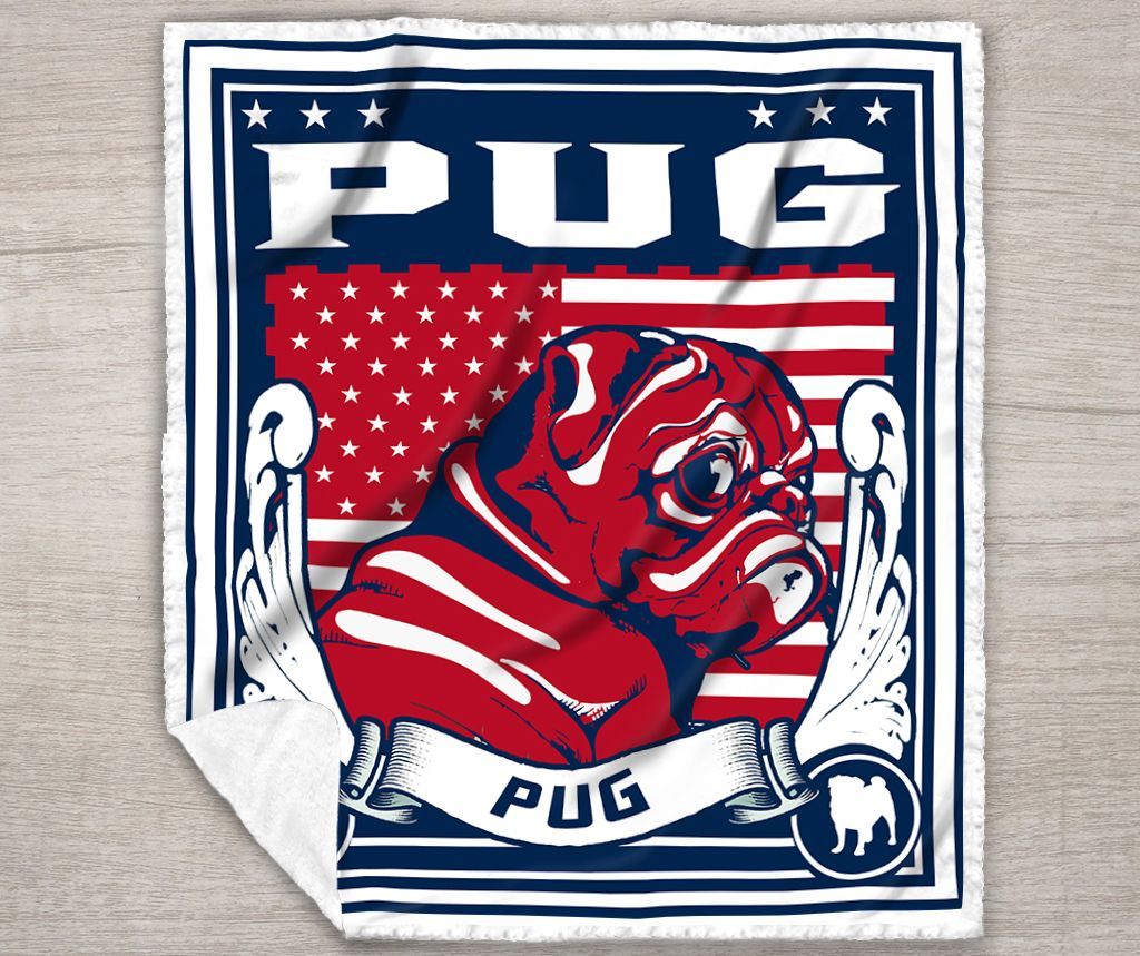 Pug Sherpa Fleece Blanket