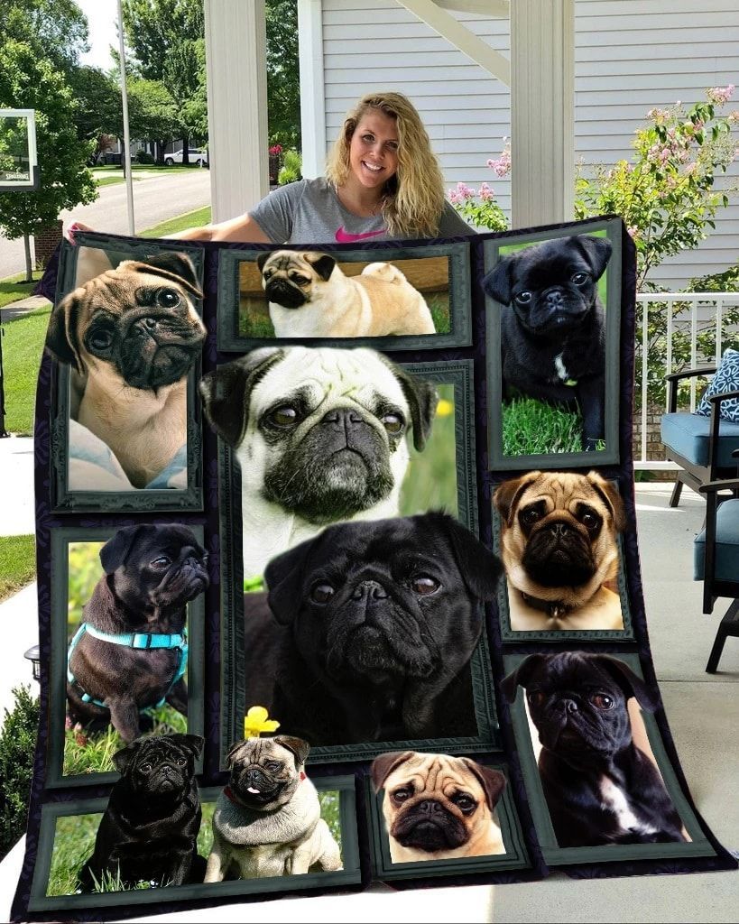 Pug Sherpa Fleece Blanket
